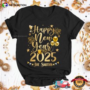 Customized Happy New Year 2025 Family Party T shirt 4