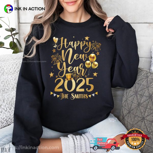 Customized Happy New Year 2025 Family Party T-shirt