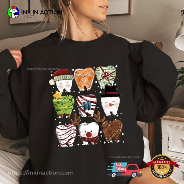 Cute Christmas Teeth Decoration Dentist Shirt