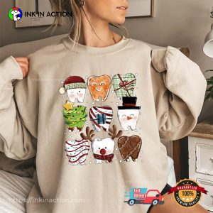 Cute Christmas Teeth Decoration Dentist Shirt