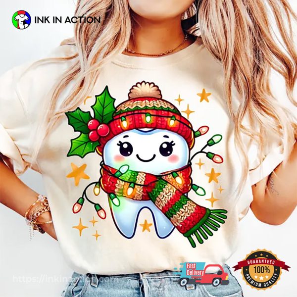 Cute Teeth Dentist Merry Christmas Dental Shirt