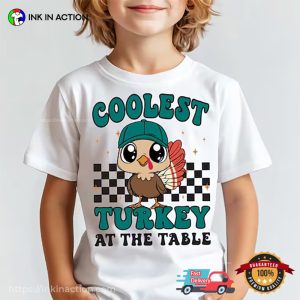 Cutest Turkey At The Table Thanksgiving Kids Matching Tshirt