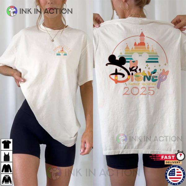 Disney Family Vacation 2025 Rainbow Castle T-shirt