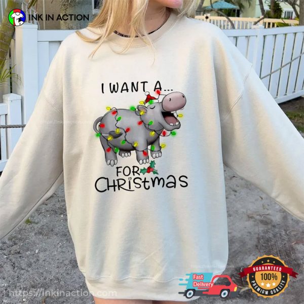 Funny Christmas I Want A Hippopotamus For Christmas Shirt