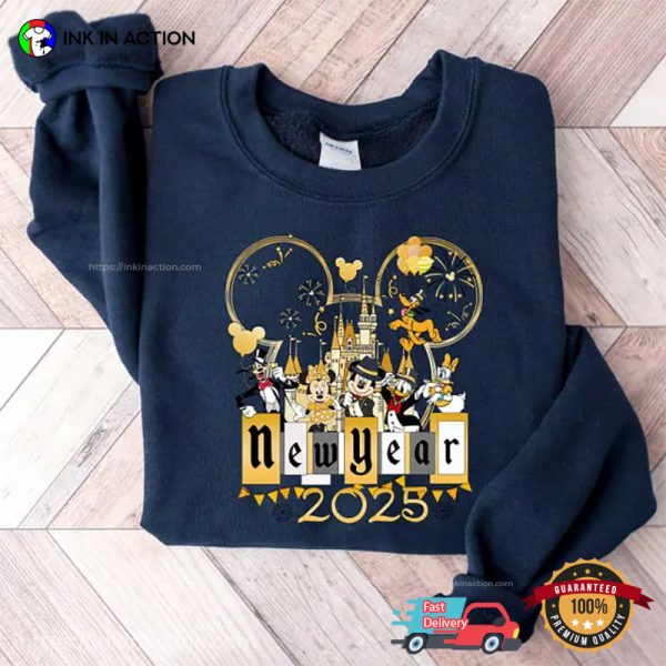 Golden Disney Happy New Year 2025 T-shirt