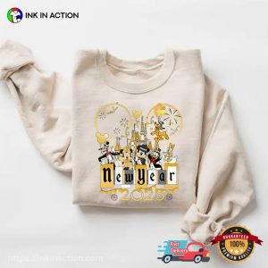 Golden Disney Happy New Year 2025 T shirt 2