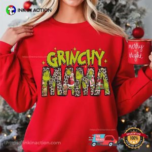 Grinchy Mama Leopard Christmas Tee 3