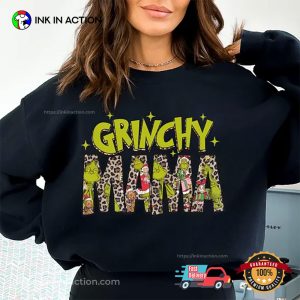 Grinchy Mama Leopard Christmas Tee