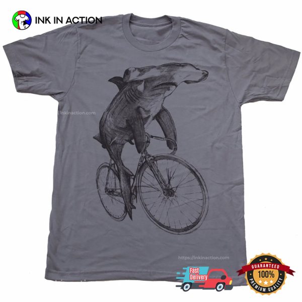 Hammerhead Shark Riding A Bicycle Comfort Colors Shirt