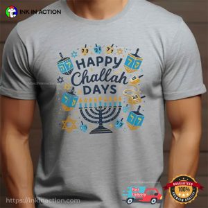 Happy Challah Days Menorah Candles Comfort Colors Tee