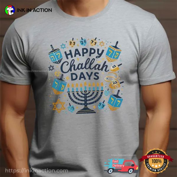 Happy Challah Days Menorah Candles Comfort Colors Tee