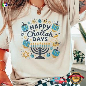 Happy Challah Days menorah candles Comfort Colors Tee 2