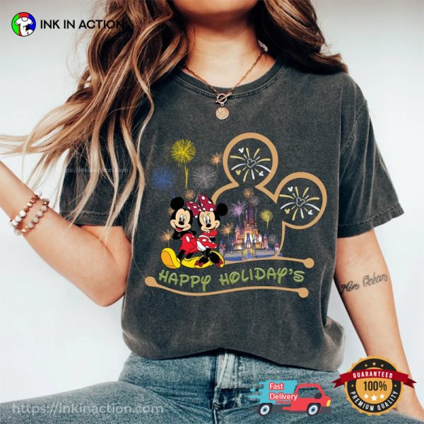 Happy Holidays Mickey And Minnie Comfort Colors Tee