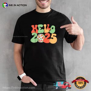 Happy New Year Hello 2025 Disco Ball Countdown Shirt