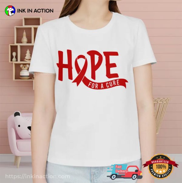 Hope For A Cure, Red Ribbon For Aids T-shirt