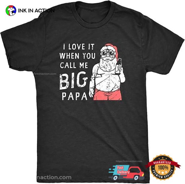 I Love It When You Call Me Big Papa Funny Drinking Santa T-shirt