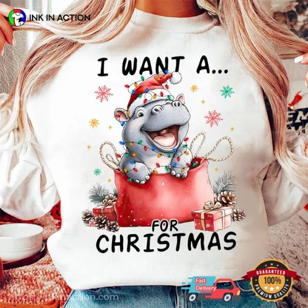 I Want A Hippopotamus For Christmas Cute T-shirt