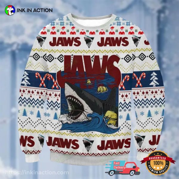 Jaws Horror Shark Christmas Ugly Sweater