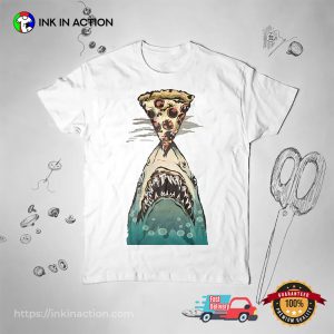 Jaws Illutstration Shark Coming For Pizza Graphic Shirt