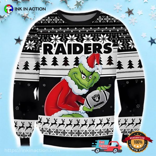 Las Vegas Raiders Grinch Football Ugly Christmas Sweater