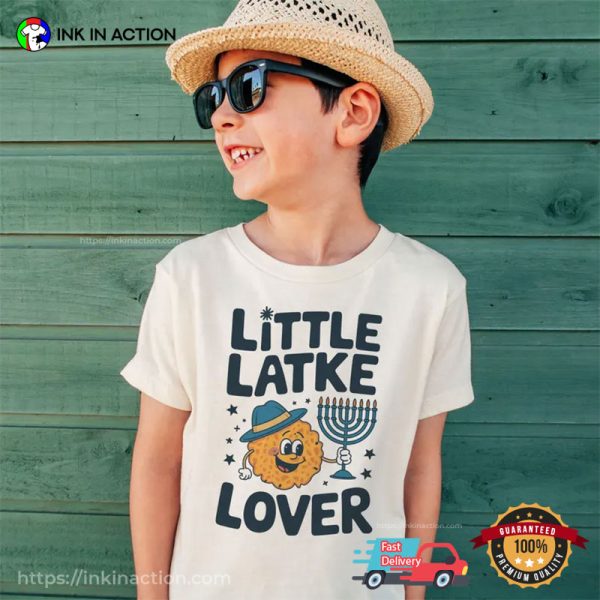 Little Latke Lover Jewish Menorah Hebrew Holiday Tee