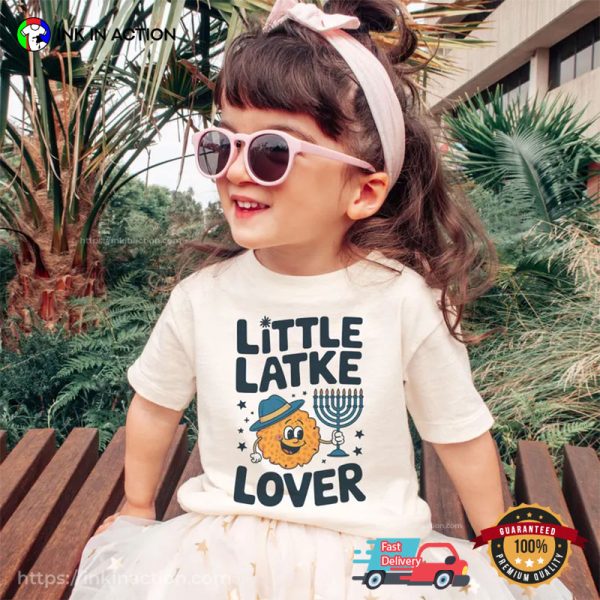 Little Latke Lover Jewish Menorah Hebrew Holiday Tee