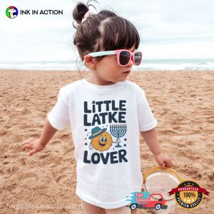 Little Latke Lover Jewish Menorah Hebrew Holiday Tee 3