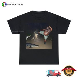 Man Kick Alligator Funny Meme T shirts 2