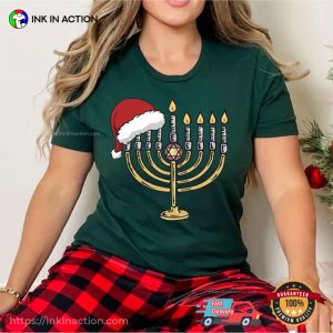 Menorah Christmas Jewish menorah candles T shirt 3