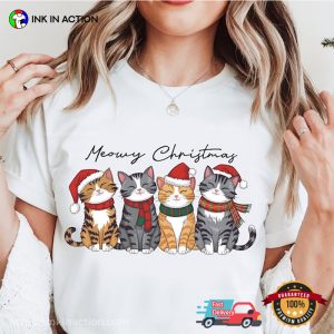 Meowy Christmas Cute Cats Xmas T-shirt