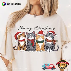 Meowy Christmas Cute Cats Xmas T-shirt