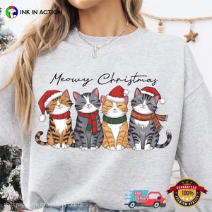 Meowy Christmas Cute Cats Xmas T shirt 3