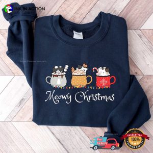 Meowy Christmas Hot Drinks Xmas T shirt 2