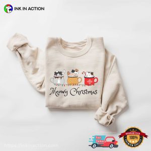 Meowy Christmas Hot Drinks Xmas T shirt 3