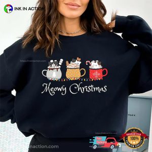 Meowy Christmas Hot Drinks Xmas T-shirt