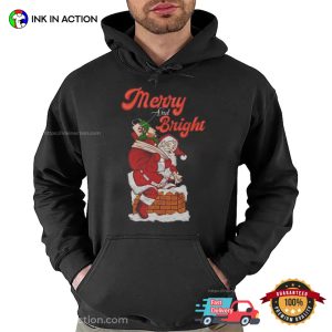 Merry And Bright Santa Claus Presents Vintage Christmas Shirt