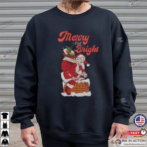 Merry And Bright Santa Claus Presents Vintage christmas shirt 3