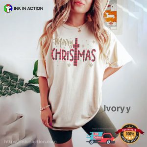 Merry Christmas Cross Comfort Colors Tee 4