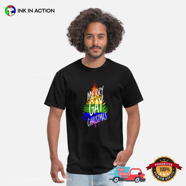 Merry Christmas LGBT Gay Pride Christmas Tree T-shirt