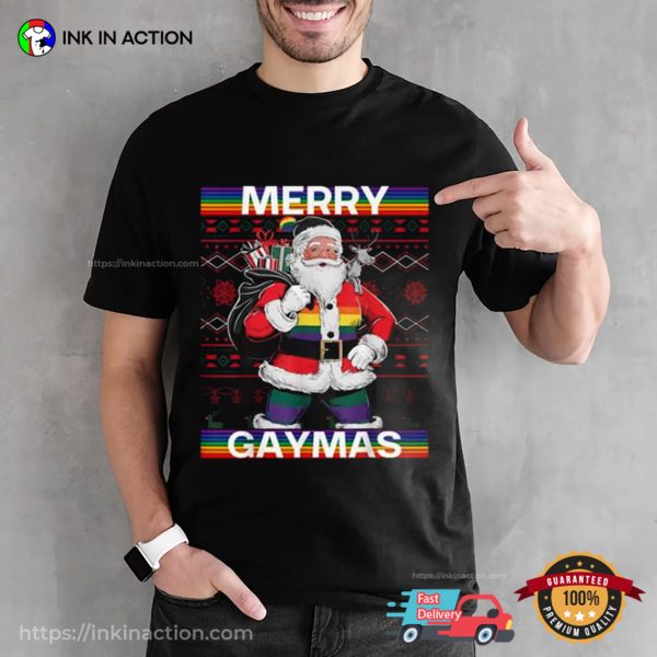 Merry Gaymas Funny Gay Christmas LGBT Gay Pride Month Xmas T-Shirt