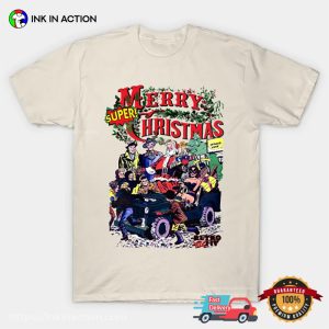 Merry Super Christmas Retro Style Comfort Colors Tee 3