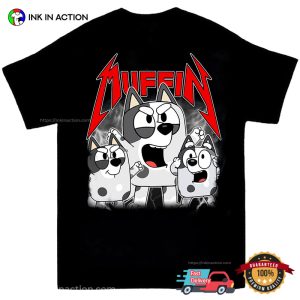 Metal Rock N Roll Muffin Family Bluey T shirt 3