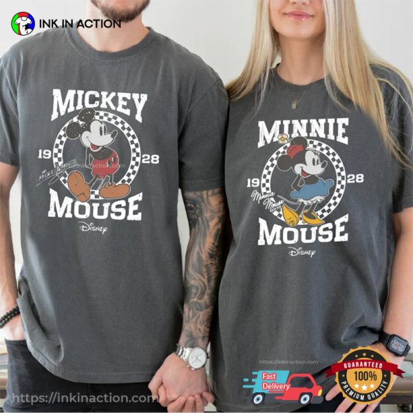 Mickey And Minnie Mouse 1928 Couple Matching Comfort Colors Tee