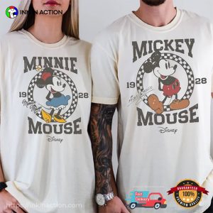 Mickey And Minnie Mouse 1928 Couple Matching Comfort Colors Tee