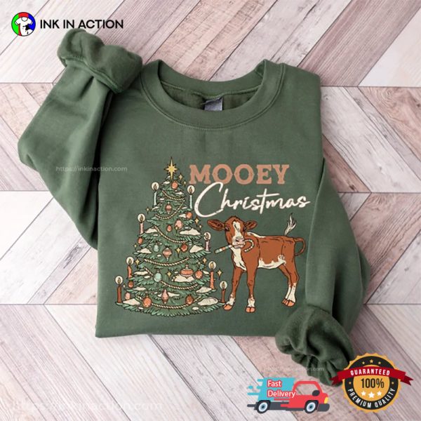 Mooey Christmas Funny Cow T-shirt