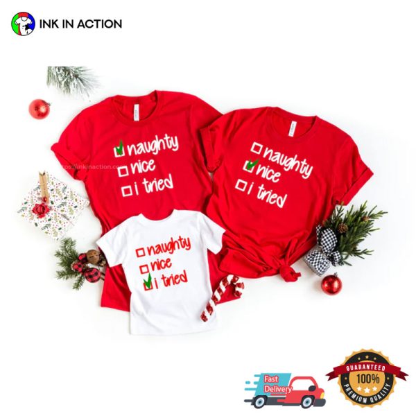 Naughty Member Matching Christmas Family T-shirt