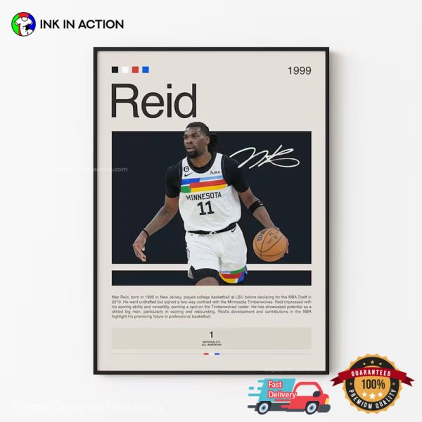 Naz Reid Minnesota Timberwolves NBA Poster