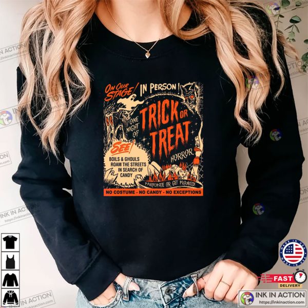 One Night Of Trick Or Treat Retro Halloween T-Shirt