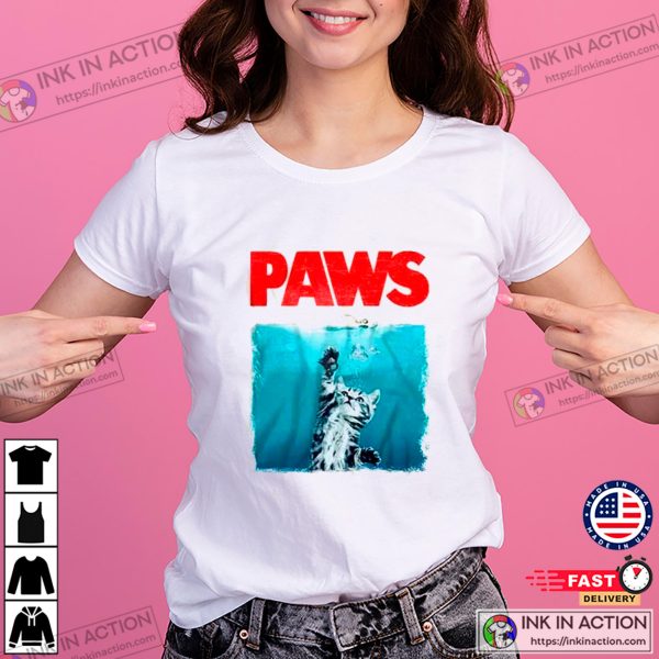 Paws Kitten Jaws Meme Movie Tee