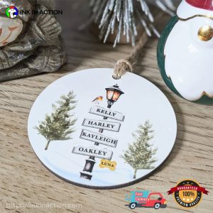 Personalised Sign Post With Family Name Christmas Tree Ornament 2